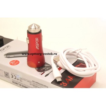 Автомобильное зарядное устройство ASPOR A918 (COMBO) MICRO (красный)